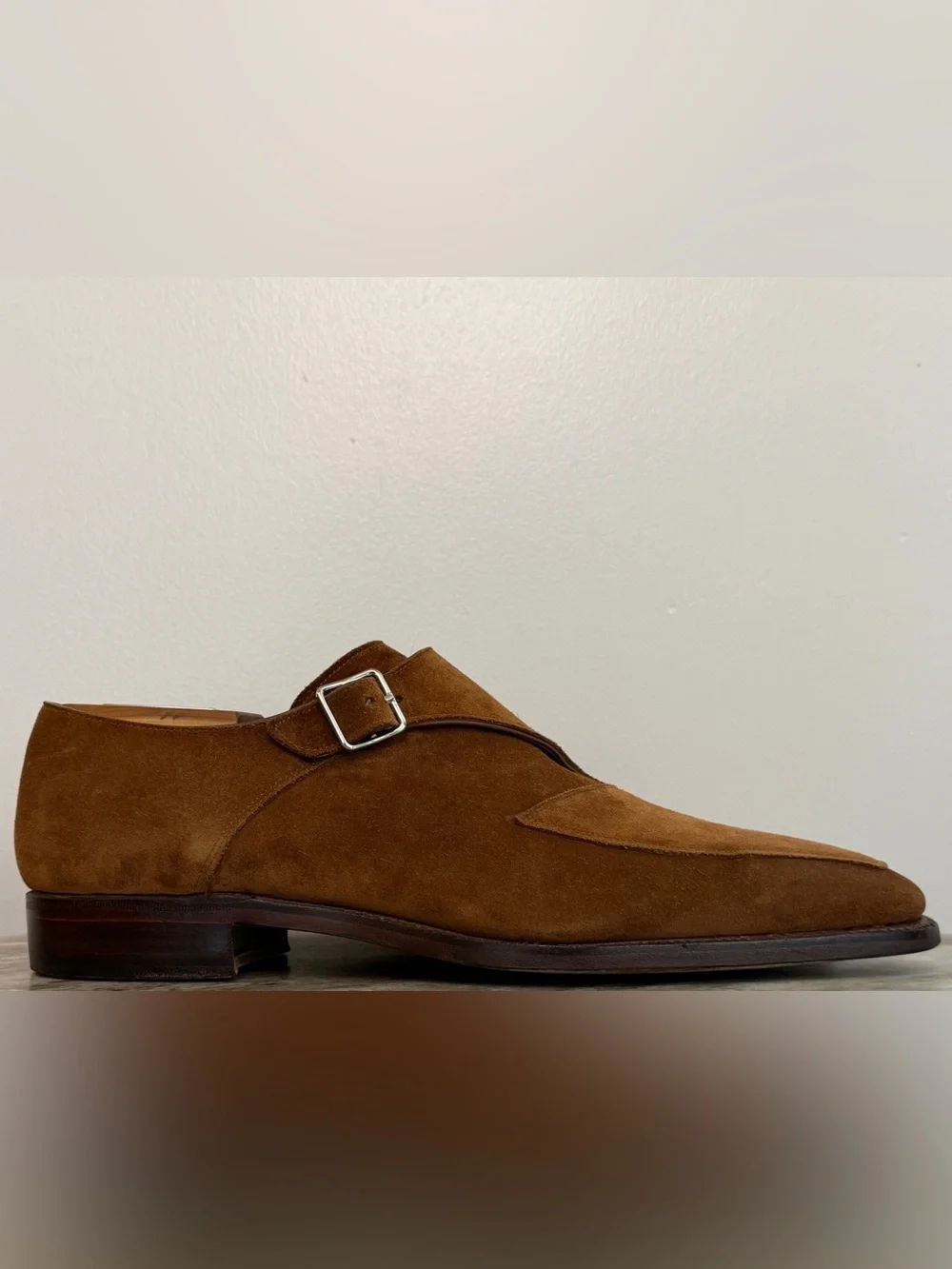 Stefano Bemer X Valextra Suede Monk Strap Oxfords 11/ 44 Shoes $2100 Tan Brown